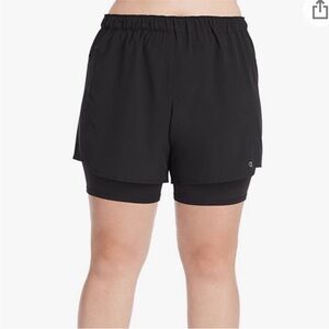 Champion Running Shorts Built In Compression Liner Black Activewear 4X